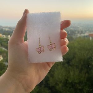 New handmade pink butterfly earrings